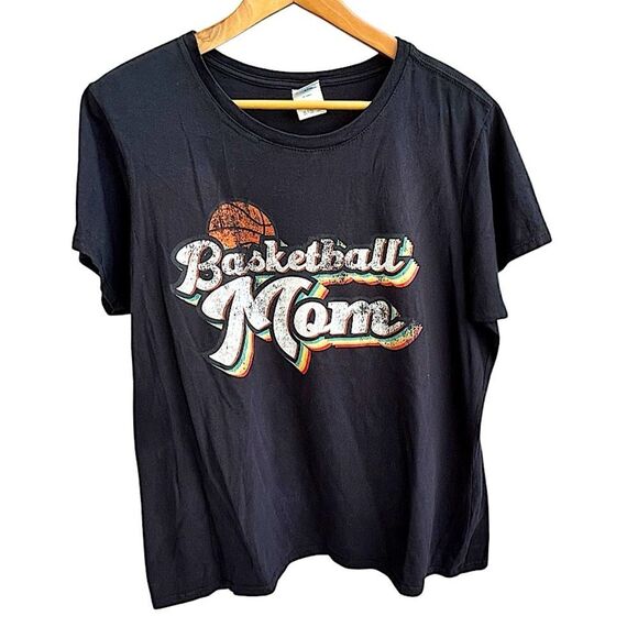 🌴 Basketball Mom Graphic T-Shirt Black XL Port & Company - Picture 3 of 10